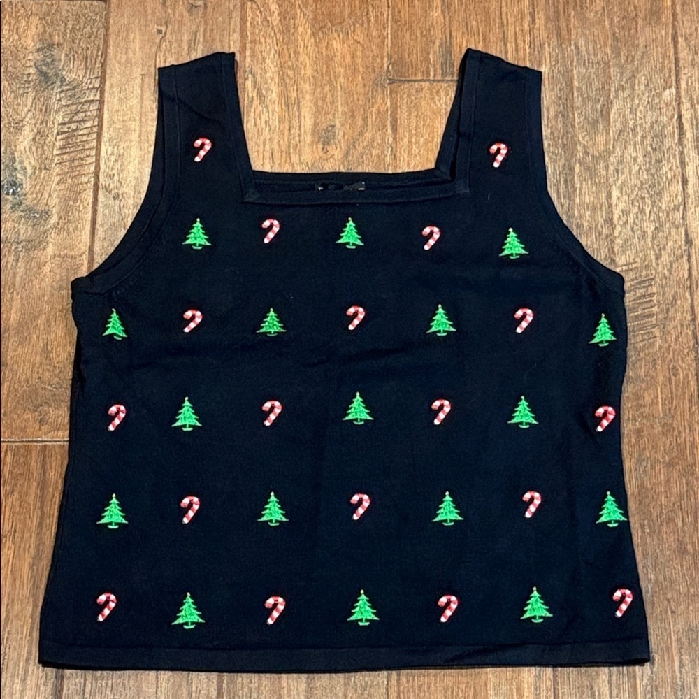 Large ERIN MATTHEWS Festive Black Crop Top with Holiday Embroidery - Picture 8 of 8